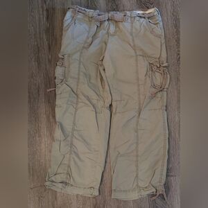 Vintage Y2K Nobo Khaki Mid Rise Cargo Utility Pants Size 19 Pockets Casual Boho